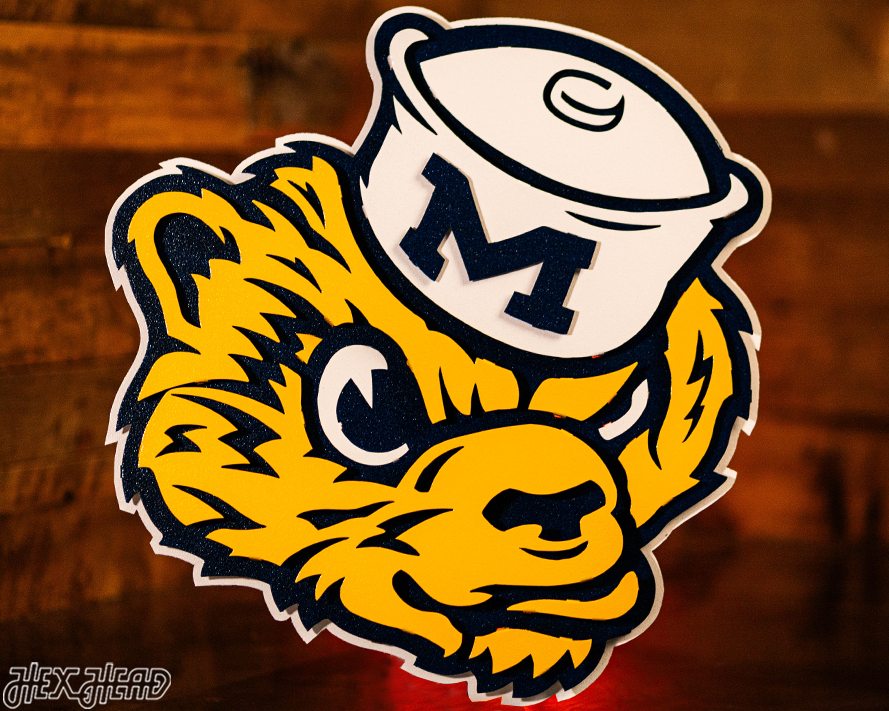 Michigan Wolverines VAULT Mascot 3D Vintage Metal Wall Art