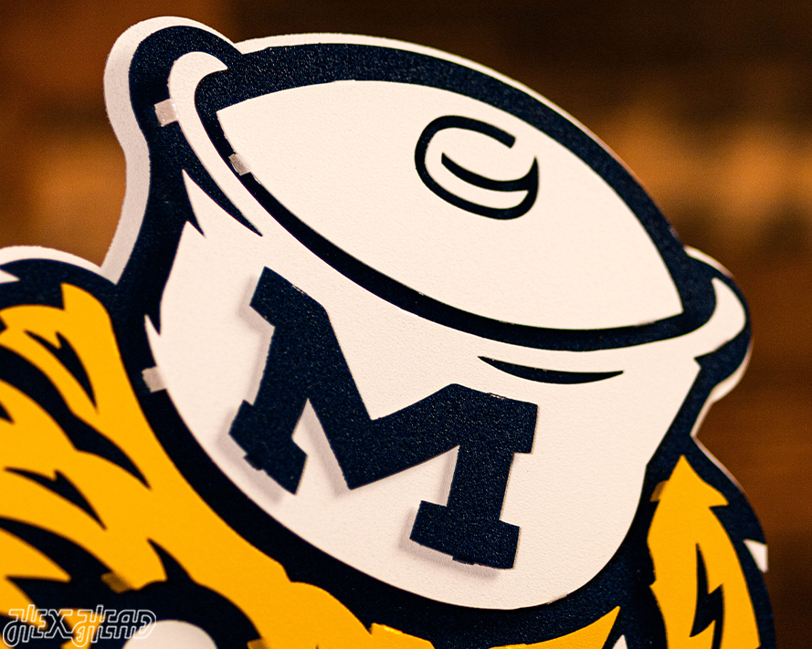 Michigan Wolverines VAULT Mascot 3D Vintage Metal Wall Art