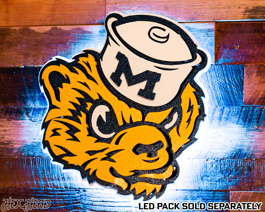 Michigan Wolverines VAULT Mascot 3D Vintage Metal Wall Art