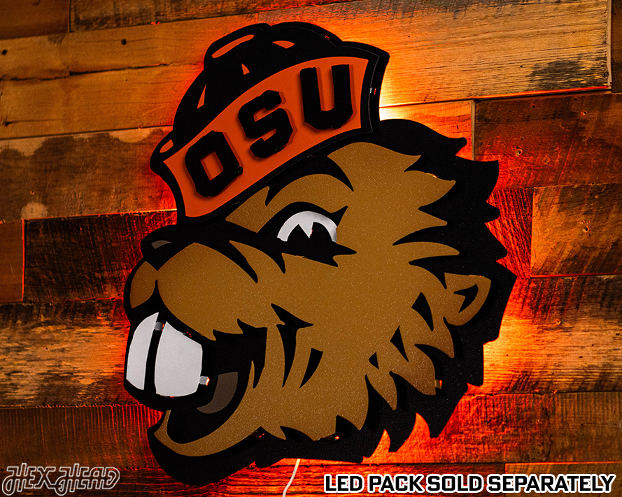 Oregon State Beaver Head 3D Vintage Metal Wall Art