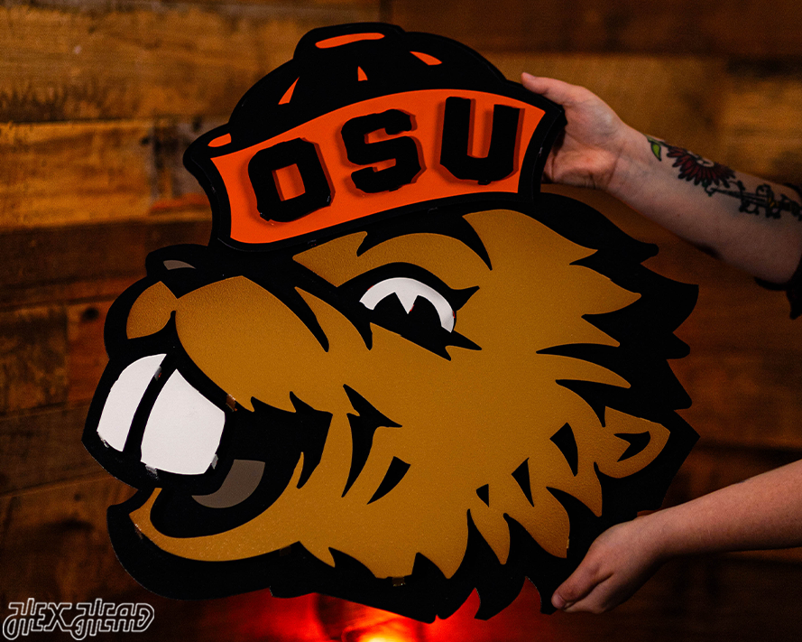 Oregon State Beaver Head 3D Vintage Metal Wall Art