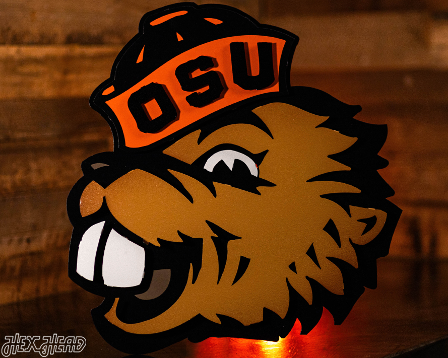 Oregon State Beaver Head 3D Vintage Metal Wall Art