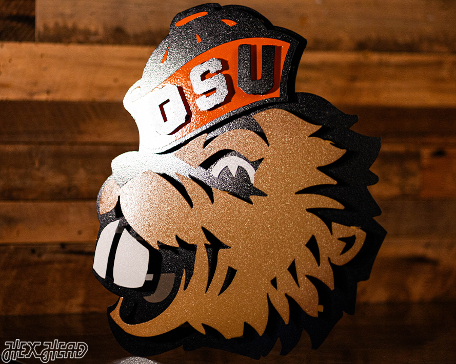 Oregon State Beaver Head 3D Vintage Metal Wall Art