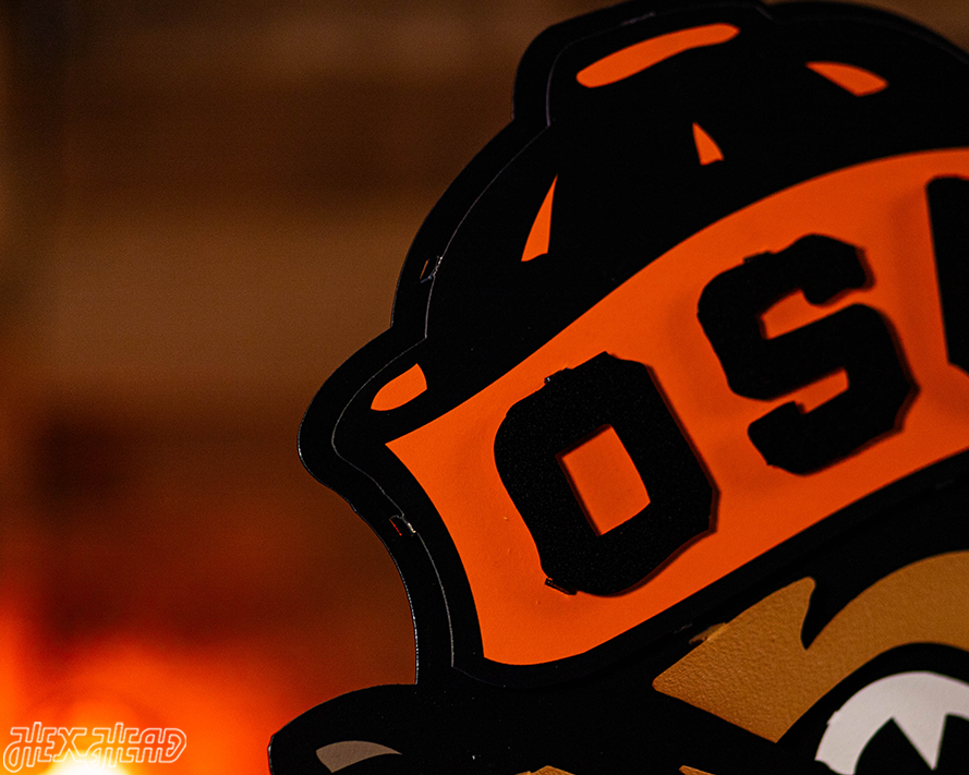 Oregon State Beaver Head 3D Vintage Metal Wall Art