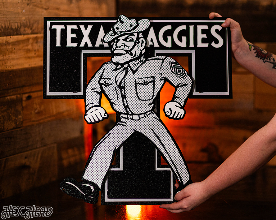 MONOCHROME - Texas A&M Aggies Vault "Ole Sarge" 3D Vintage Metal Wall Art