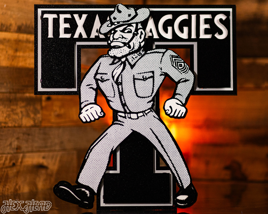 MONOCHROME - Texas A&M Aggies Vault "Ole Sarge" 3D Vintage Metal Wall Art