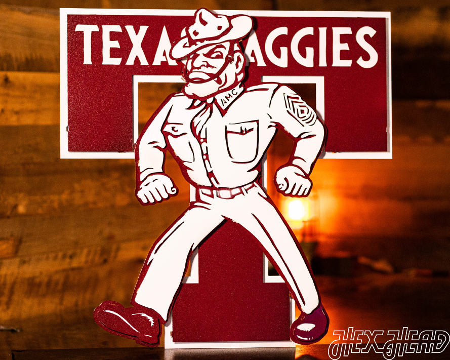 Texas A&M Aggies Vault "Ole Sarge" 3D Vintage Metal Wall Art