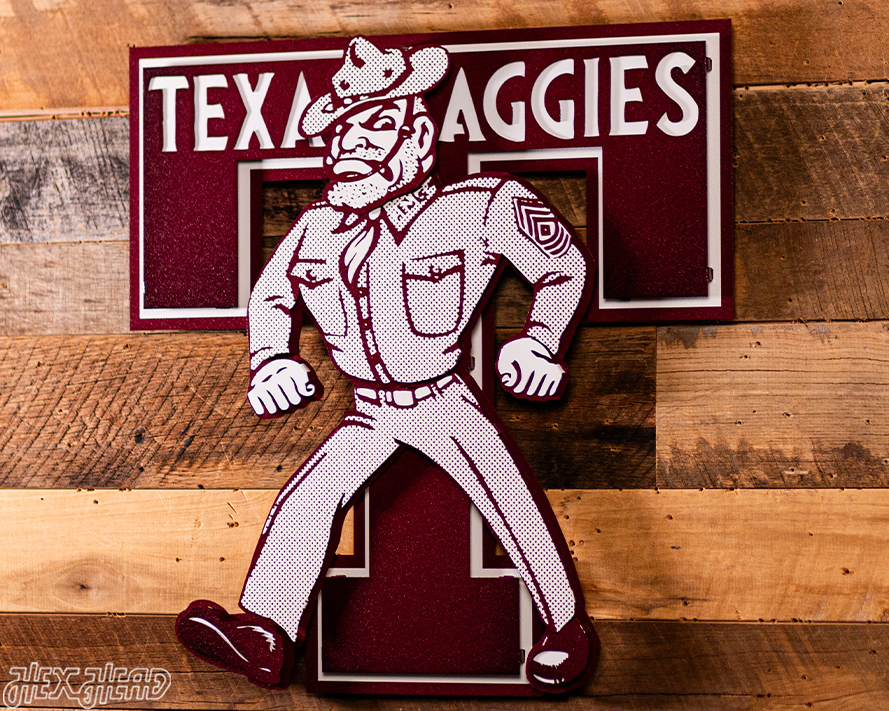 Texas A&M Aggies Vault "Ole Sarge" 3D Vintage Metal Wall Art