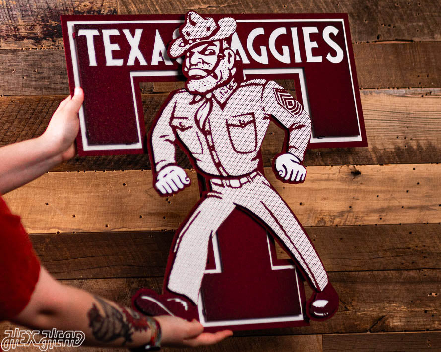 Texas A&M Aggies Vault "Ole Sarge" 3D Vintage Metal Wall Art