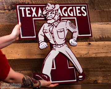Texas A&M Aggies Vault "Ole Sarge" 3D Vintage Metal Wall Art