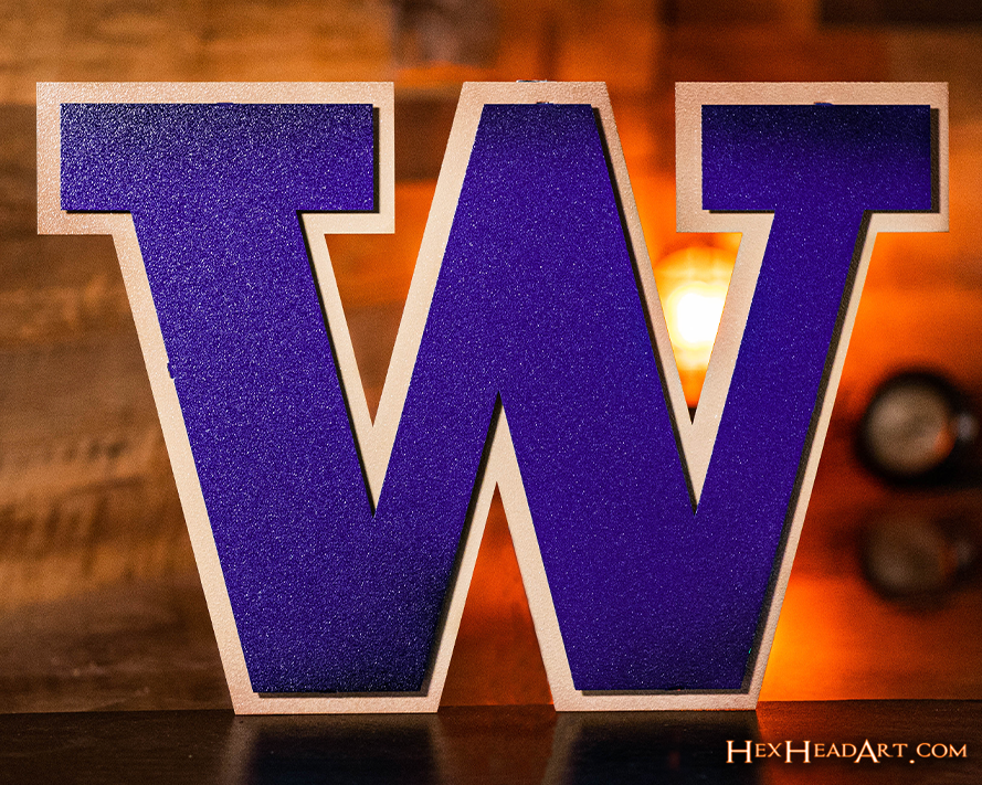 Washington Huskies "W" 3D Vintage Metal Art