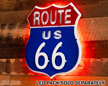 Route 66 Vintage Red White and Blue 3D Metal Wall Art