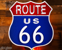 Route 66 Vintage Red White and Blue 3D Metal Wall Art