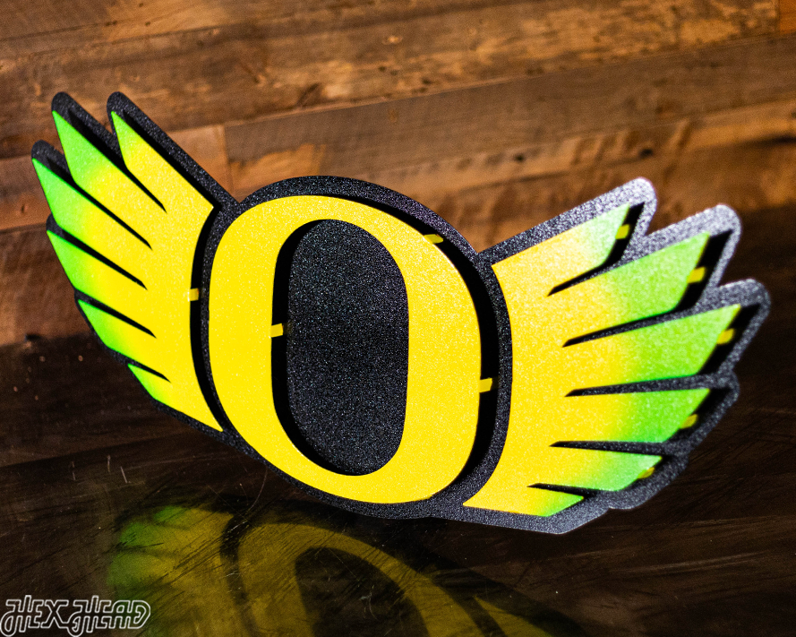 Oregon Ducks "WINGED O" 3D Vintage Metal Wall Art