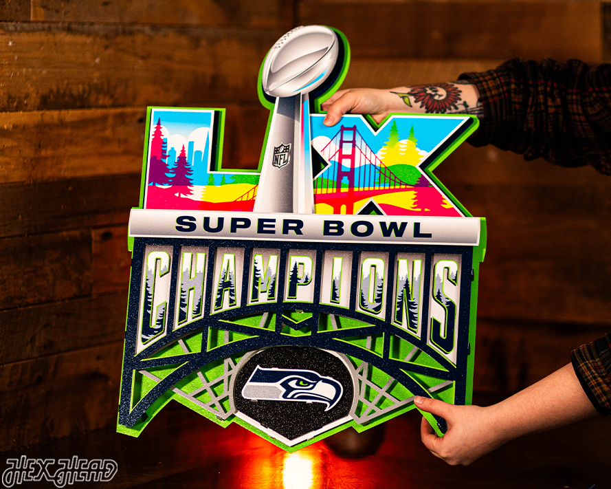 Seattle Seahawks Super Bowl LX CHAMPIONS! 3D Metal Wall Art