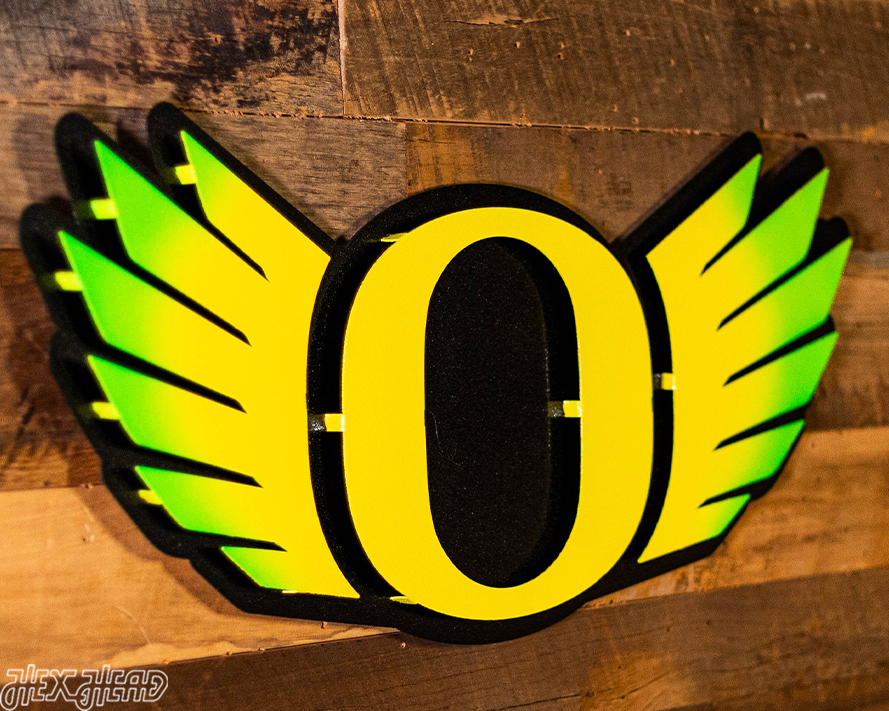 Oregon Ducks "WINGED O" 3D Vintage Metal Wall Art