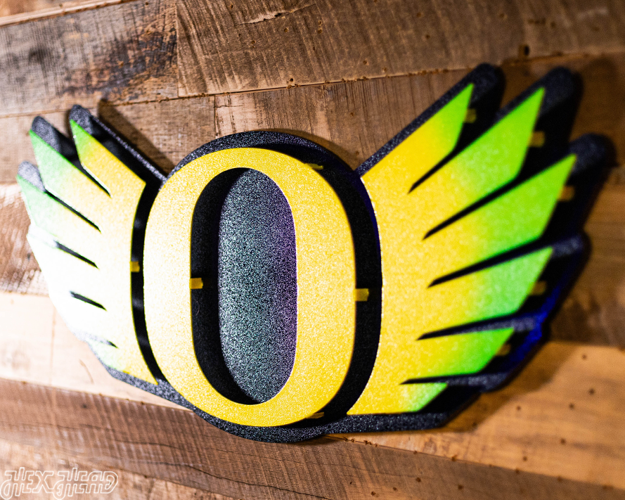 Oregon Ducks "WINGED O" 3D Vintage Metal Wall Art