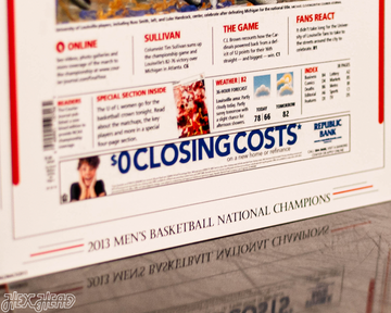 The Courier-Journal Louisville Cardinals 2013 Basketball National Champions Front Page - APRIL 9, 2013