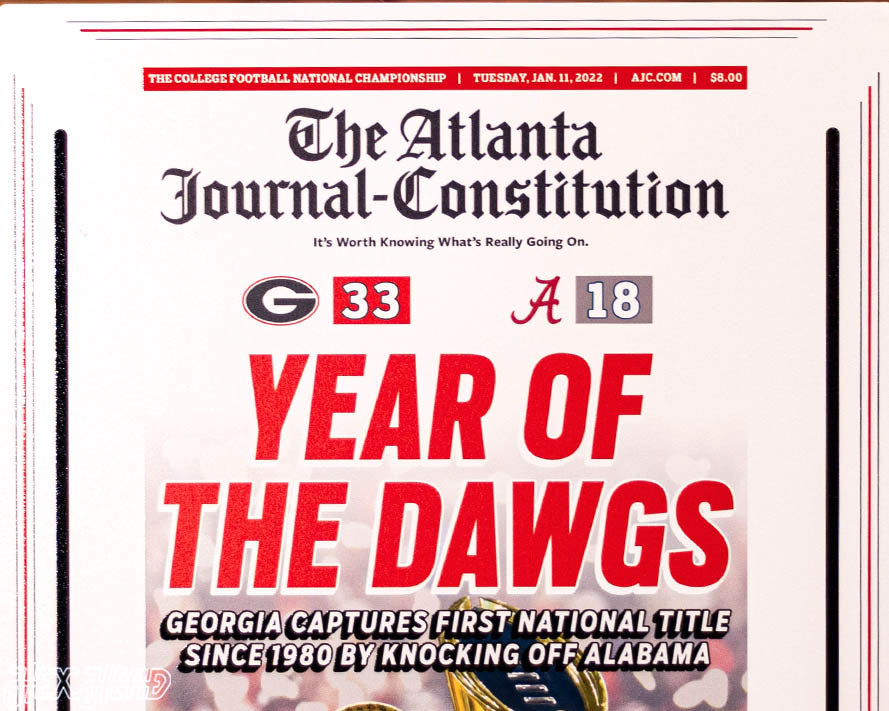 Atlanta Journal Constitution Georgia Bulldogs 2021 Football National Champions Front Page - JAN 11, 2022