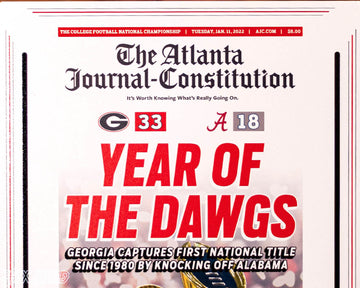 Atlanta Journal Constitution Georgia Bulldogs 2021 Football National Champions Front Page - JAN 11, 2022