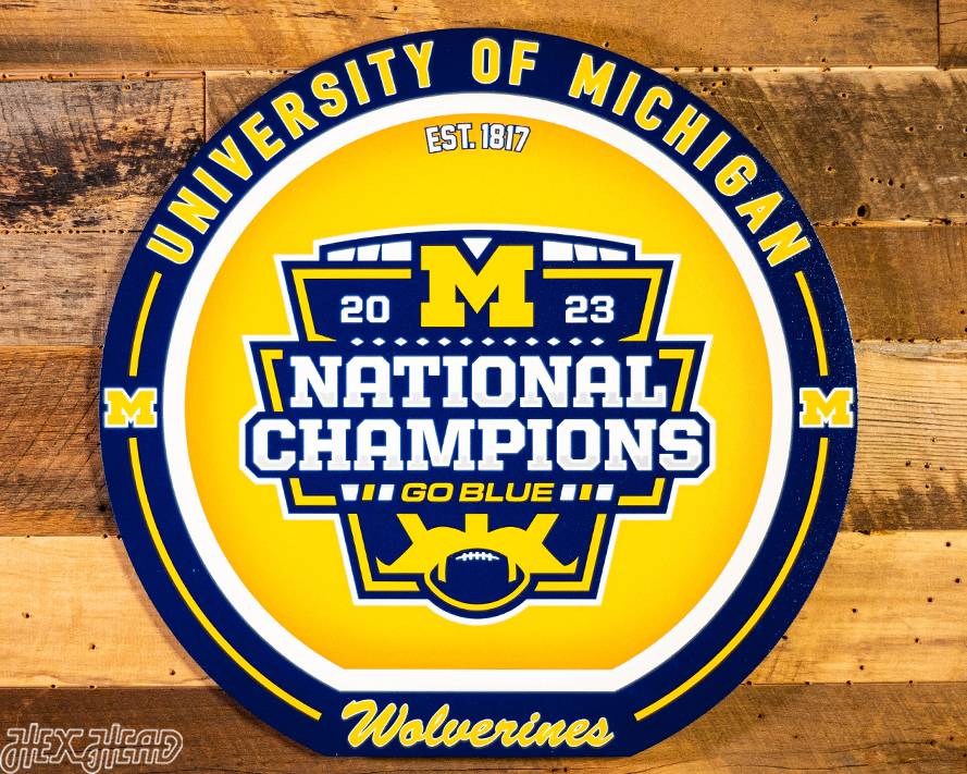 VARSITY Collection- SINGLE Layer Michigan Wolverines 2023 National Champions Metal Wall Art