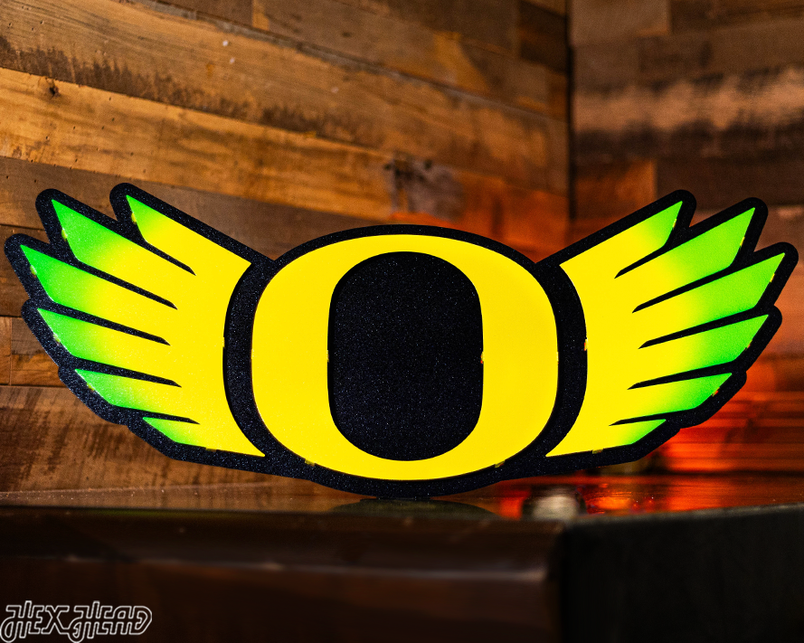 Oregon Ducks "WINGED O" 3D Vintage Metal Wall Art