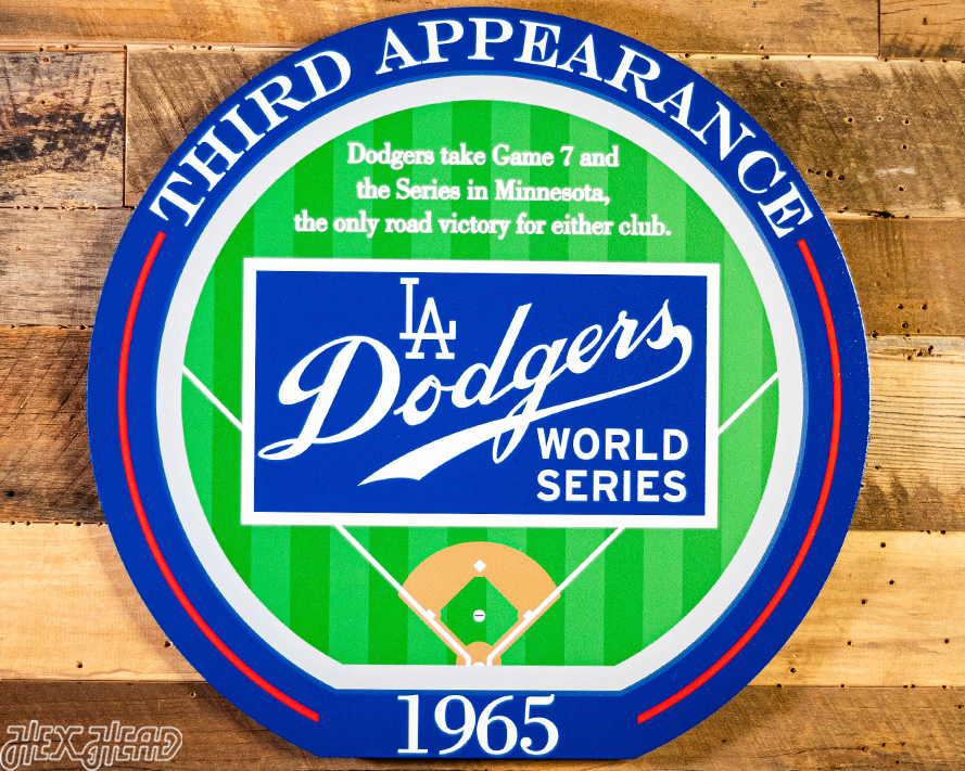 VARSITY Collection- SINGLE Layer Los Angeles Dodgers 1965 World Series Wall Art