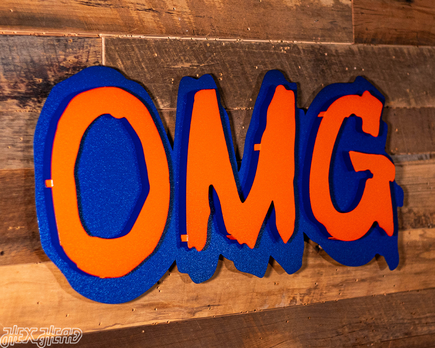 New York Mets "OMG" Hex Head Exclusive 3D Vintage Metal Wall Art