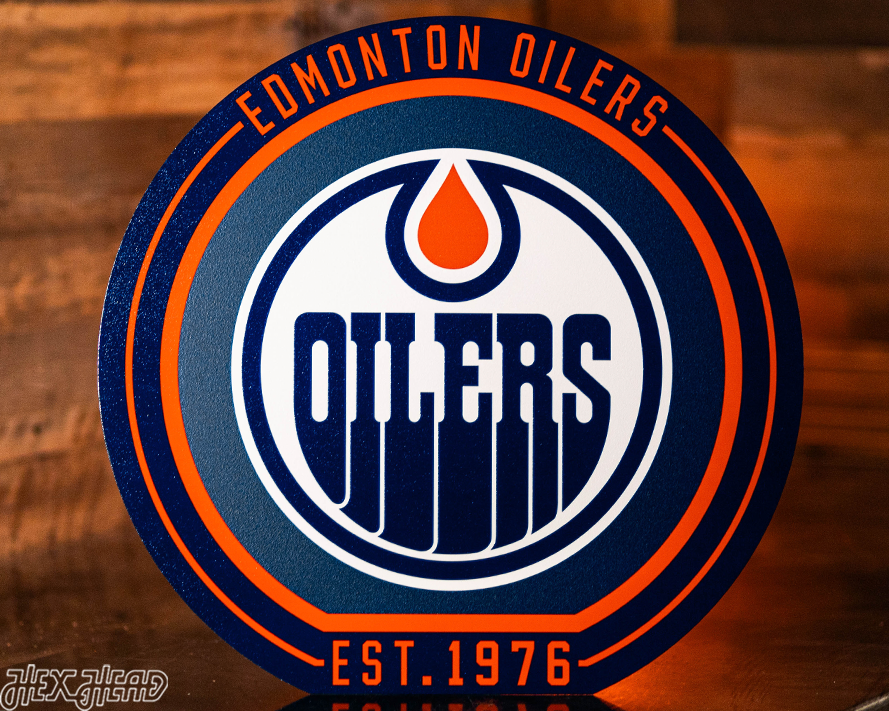 VARSITY Collection- SINGLE layer Edmonton Oilers Metal Wall Art