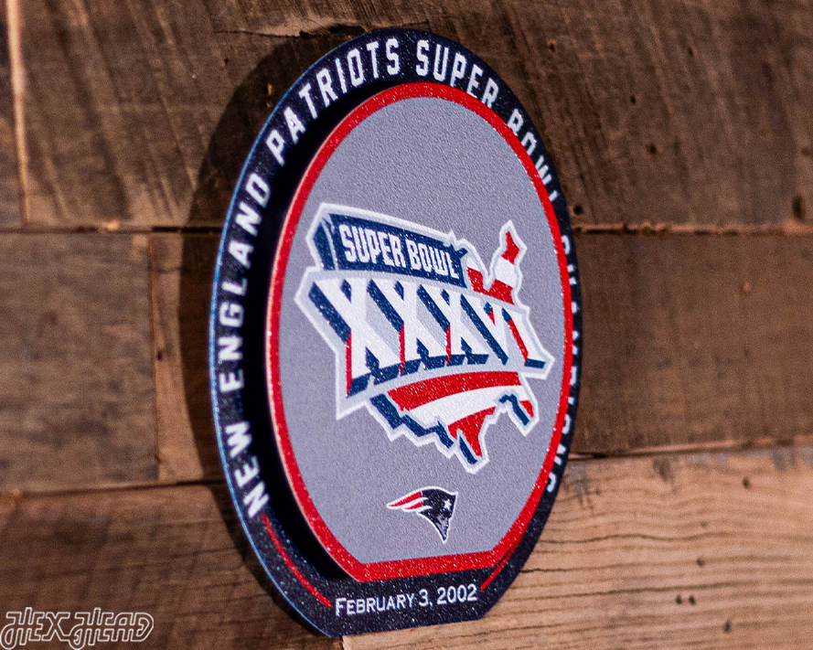 New England Patriots XXXVI Super Bowl "Double Play" On the Shelf or on the Wall Art