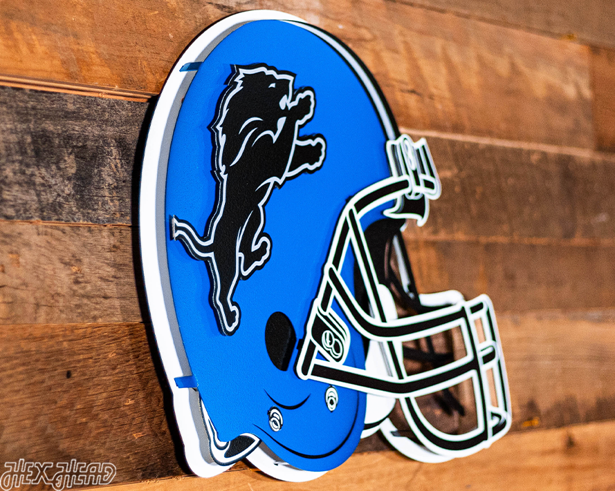 Detroit Lions BLITZ Collection - 8 Layer Alternate Helmet 3D Vintage Metal Wall Art