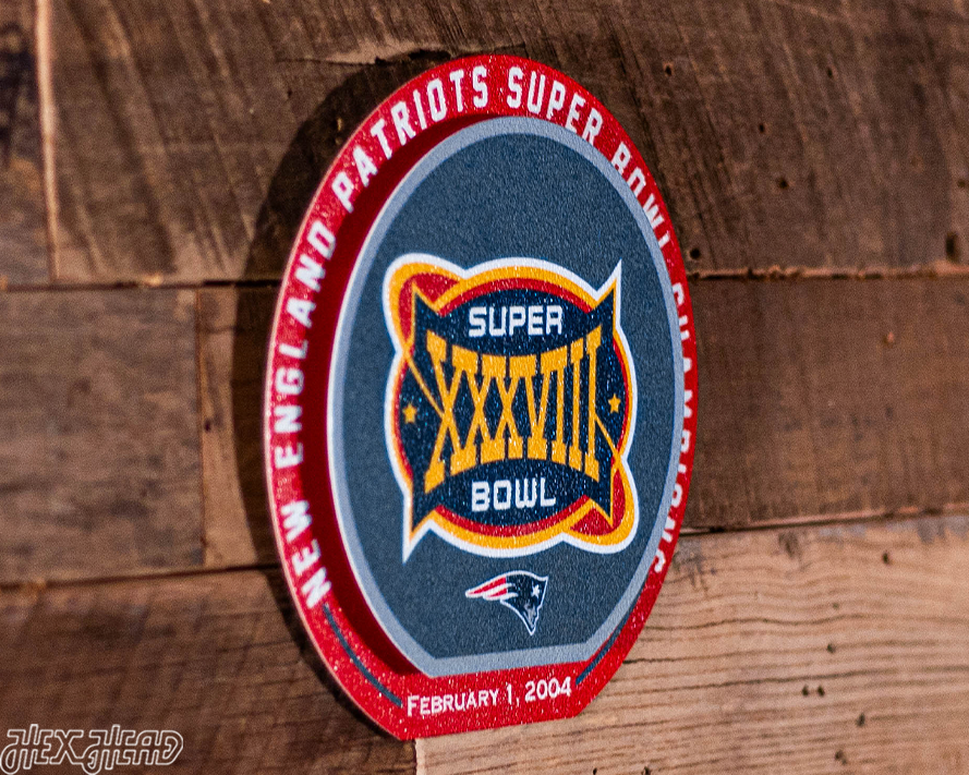 New England Patriots XXXVIII Super Bowl "Double Play" On the Shelf or on the Wall Art