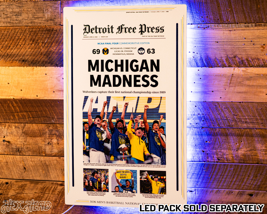 Detroit Free Press Michigan Wolverines 2026 Men's Basketball National Champions Front Page - APRIL 6, 2026