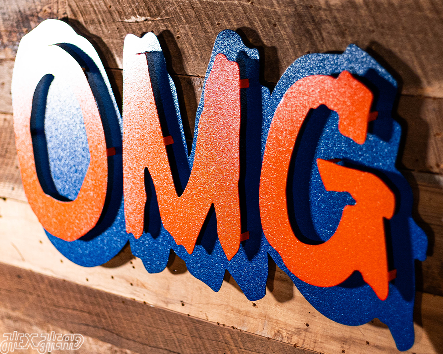 New York Mets "OMG" Hex Head Exclusive 3D Vintage Metal Wall Art