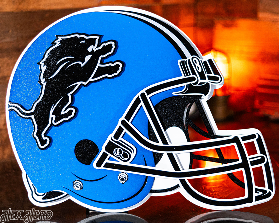 Detroit Lions BLITZ Collection - 8 Layer Alternate Helmet 3D Vintage Metal Wall Art