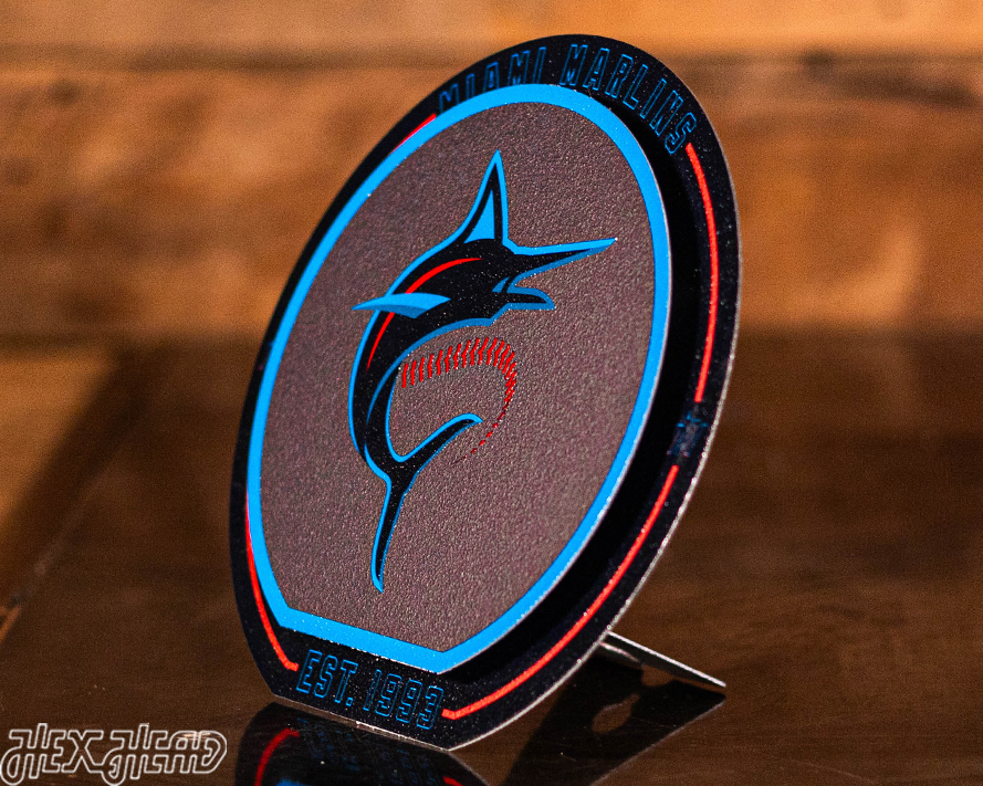 Miami Marlins "Double Play" On the Shelf or on the Wall Art