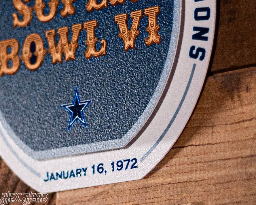 Dallas Cowboys VI Super Bowl "Double Play" On the Shelf or on the Wall Art