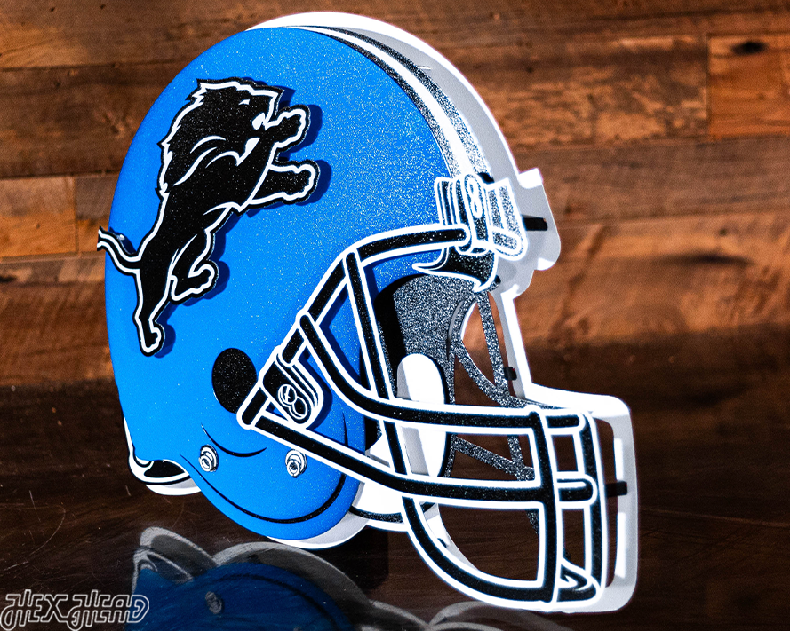 BLITZ Collection - 8 Layer Detroit Lions Alternate Helmet 3D Vintage Metal Wall Art