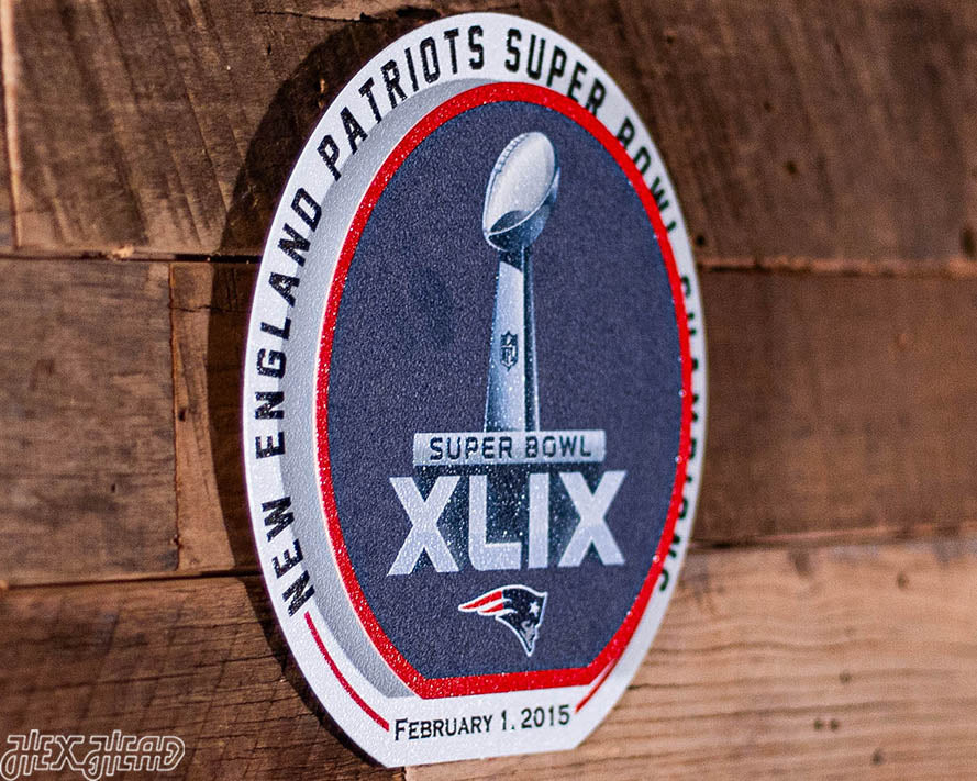 New England Patriots XLIX Super Bowl "Double Play" On the Shelf or on the Wall Art