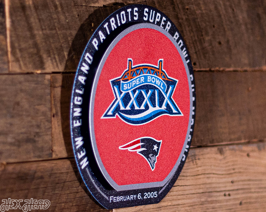 New England Patriots XXXIX Super Bowl "Double Play" On the Shelf or on the Wall Art