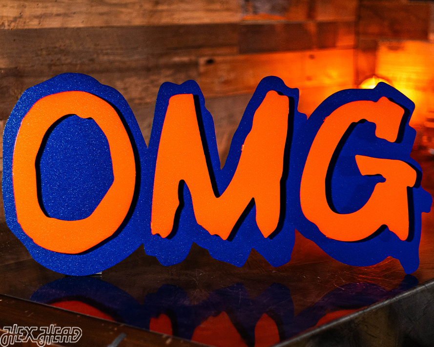 New York Mets "OMG" Hex Head Exclusive 3D Vintage Metal Wall Art