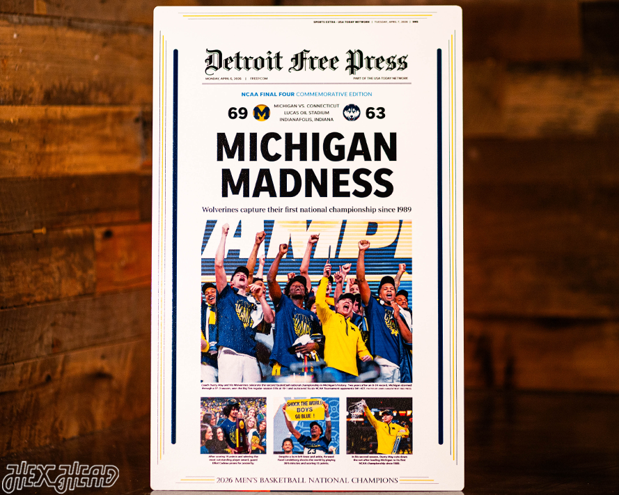 Detroit Free Press Michigan Wolverines 2026 Men's Basketball National Champions Front Page - APRIL 6, 2026