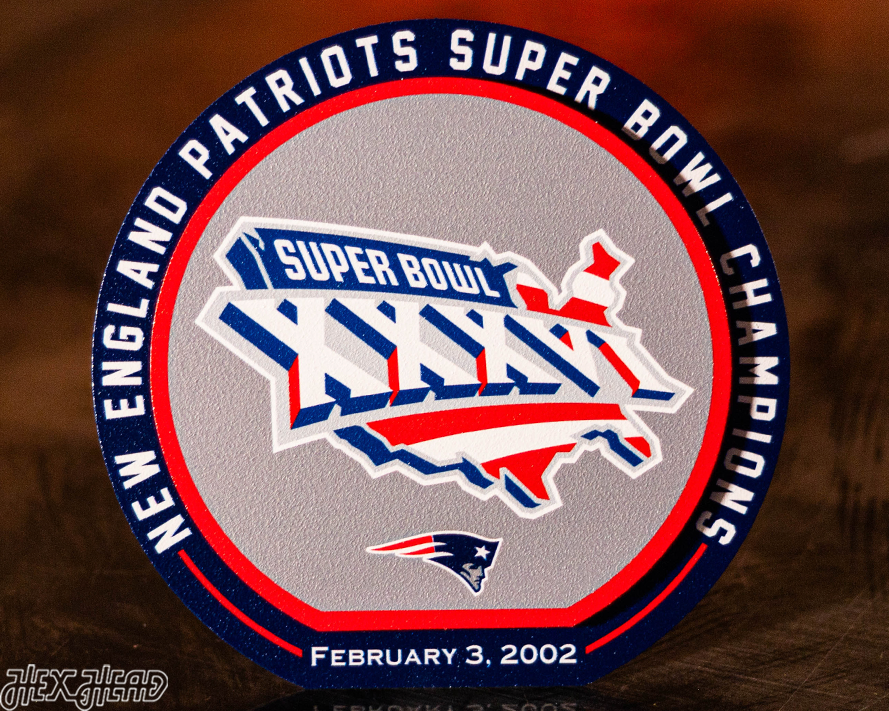 New England Patriots XXXVI Super Bowl "Double Play" On the Shelf or on the Wall Art