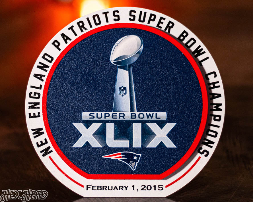 New England Patriots XLIX Super Bowl "Double Play" On the Shelf or on the Wall Art