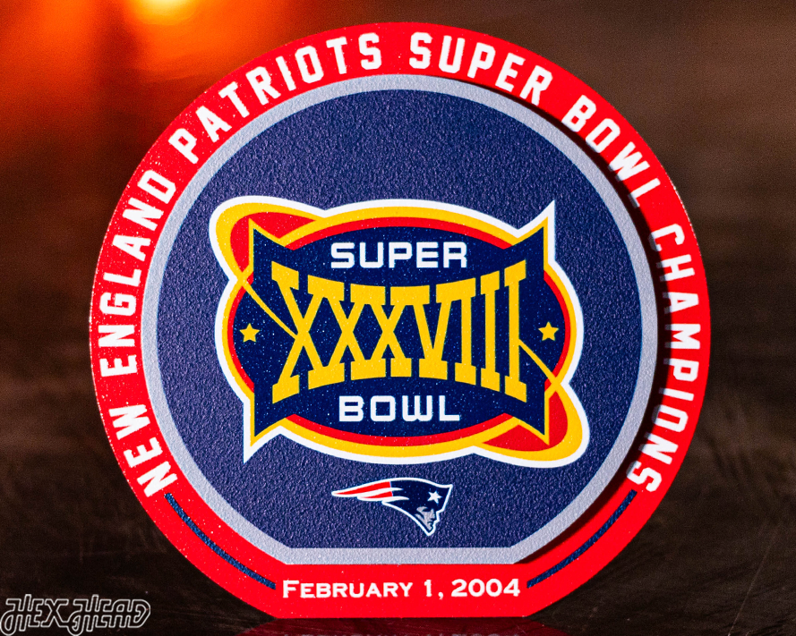 New England Patriots XXXVIII Super Bowl "Double Play" On the Shelf or on the Wall Art