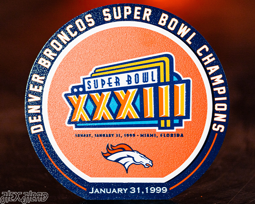 Denver Broncos Super Bowl XXXIII "Double Play" On the Shelf or on the Wall Art