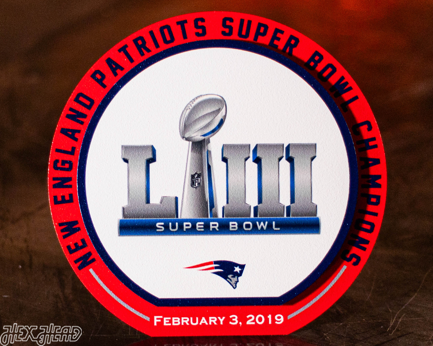 New England Patriots LIII Super Bowl "Double Play" On the Shelf or on the Wall Art