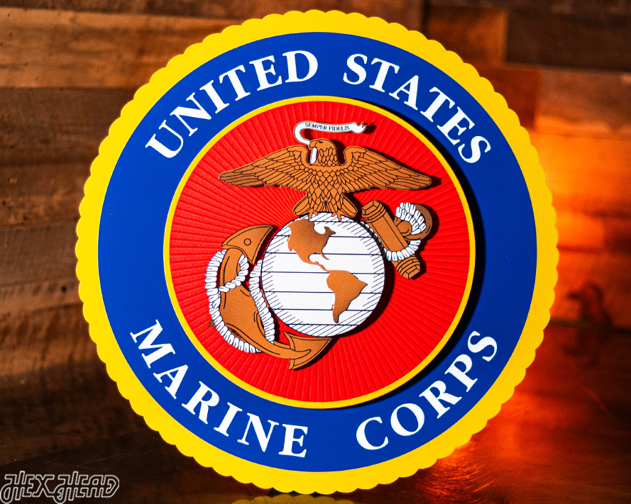 United States Marine Corps Seal 3D Vintage Metal Wall Art