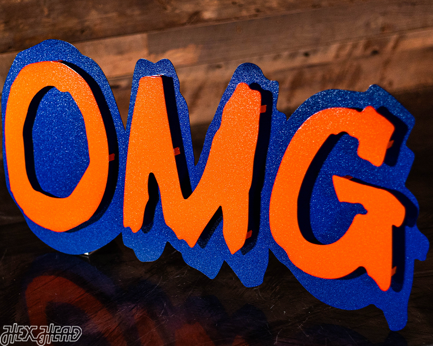 New York Mets "OMG" Hex Head Exclusive 3D Vintage Metal Wall Art