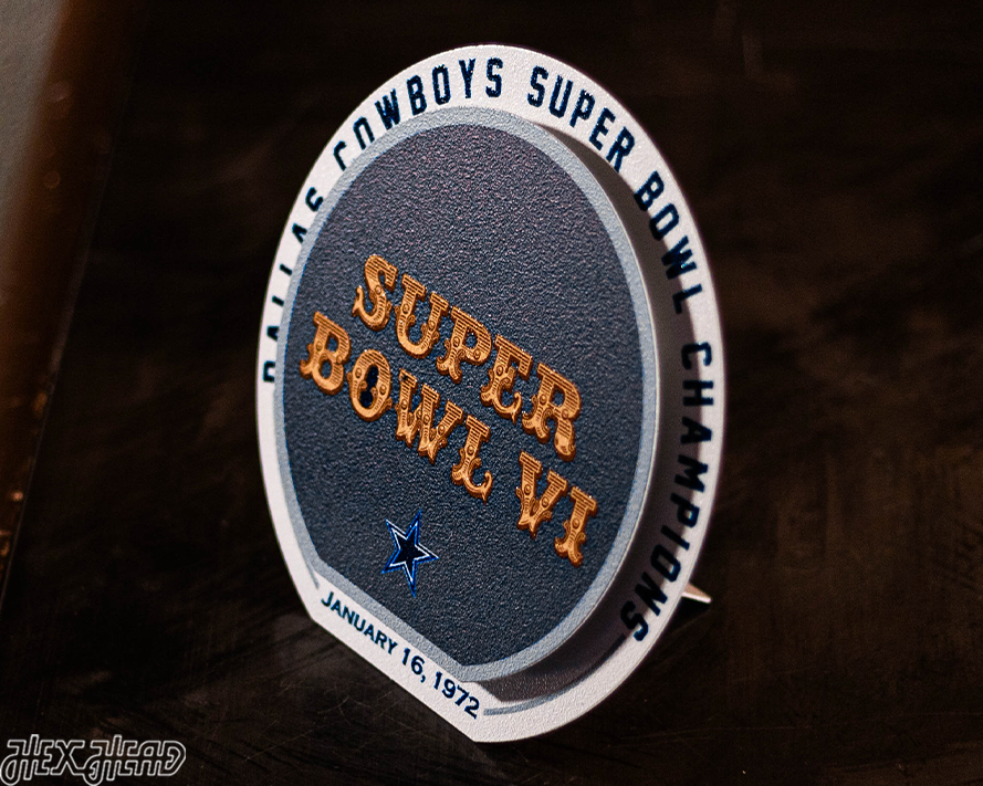 Dallas Cowboys VI Super Bowl "Double Play" On the Shelf or on the Wall Art